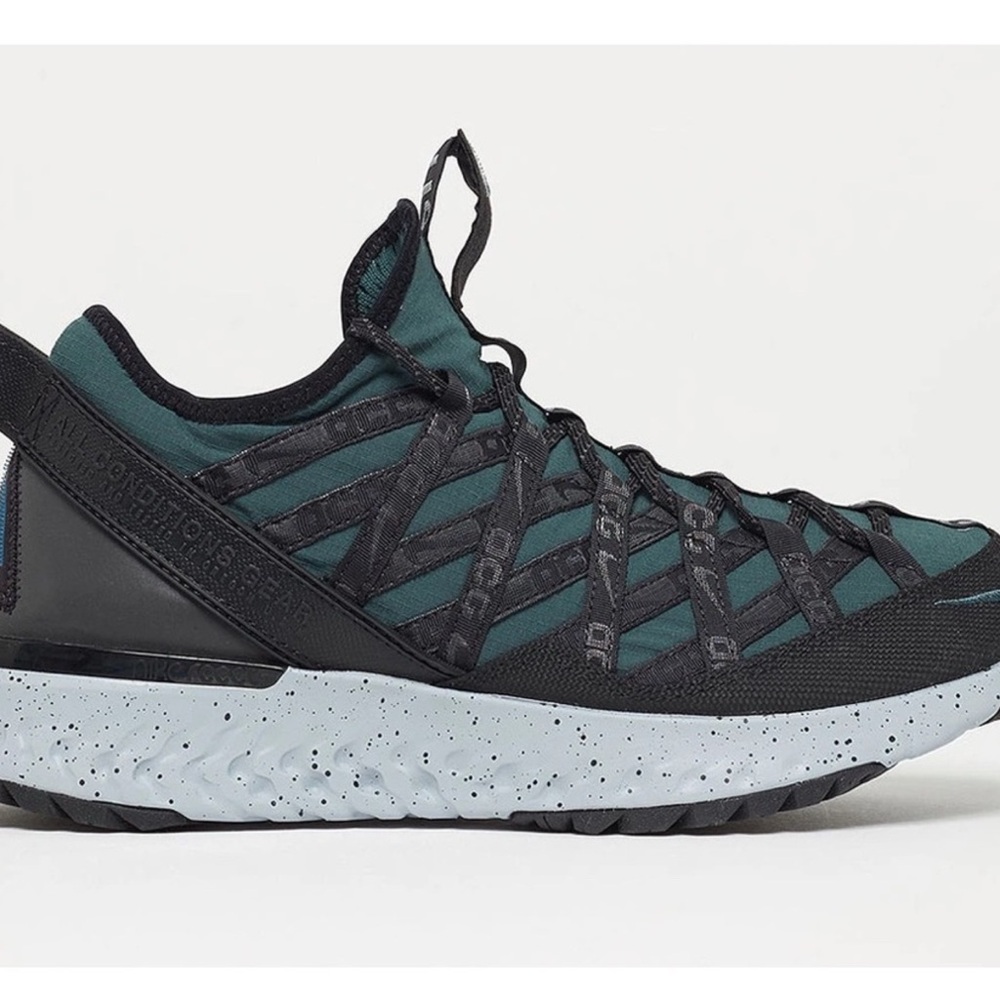 Nike ACG React Terra Gobe in Deep Jungle, Black, and Wolf Grey. See Description